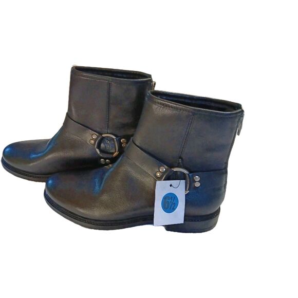 Avellini Woman's Portuguese Genuine Leather Harnrss Moto Boots - Sz 6.5 - Picture 10 of 12